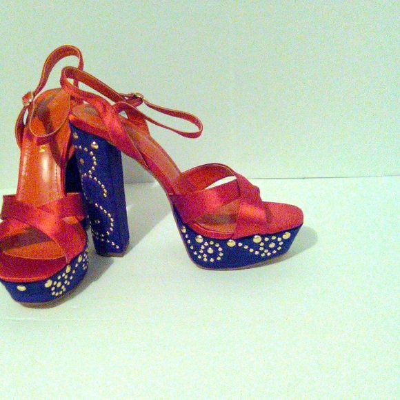 Orange Studded Heels - Picture 5 of 8